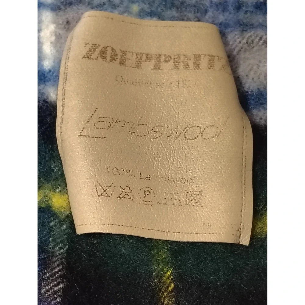 Zoeppritz Lambswool Throw Blanket Blue Green Plaid Fringed Made in Germany 52x34